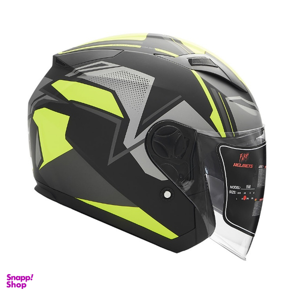 کلاه کاسکت بدون فک فلش مدل 868 matt black-neon yellow