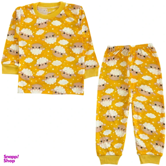 ست تیشرت آستین بلند و شلوار راحتی نوزادی مدل ببعی کد 4151 رنگ زرد