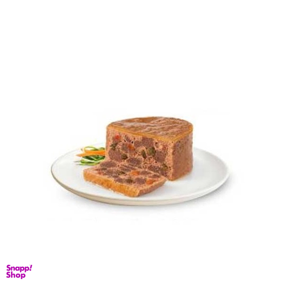 کنسرو غذای تر گربه گورمت مدل پته با تکه های مرغ و هویج و کدو سبز کد 21056 وزن 85 گرم