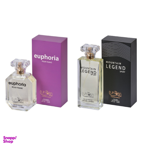 ادوپرفیوم زنانه ایفوریا مدل سی کی یوفوریا با رایحه گرم حجم 100 میلی لیتر به همراه ادوپرفیوم مردانه ایفوریا مدل لجند مونت اسپرت
