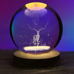 چراغ خواب مدل گوی کریستال طرح گوزن سه بعدی