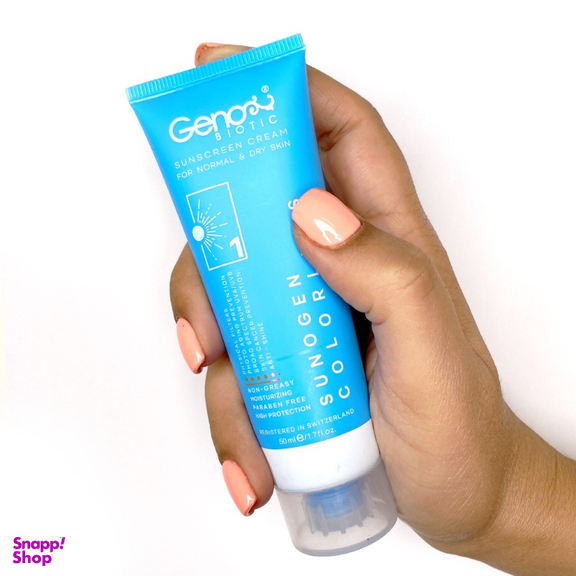کرم ضد آفتاب ژنوبایوتیک SPF 50 مناسب پوست نرمال و خشک بی رنگ حجم 50 میلی لیتر