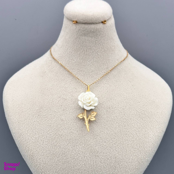 آویز گردنبند طلا 18 عیار زنانه مدل گل رز