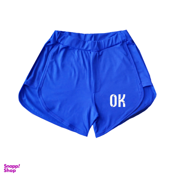 شلوارک زنانه کد SH7 طرح OK رنگ آبی