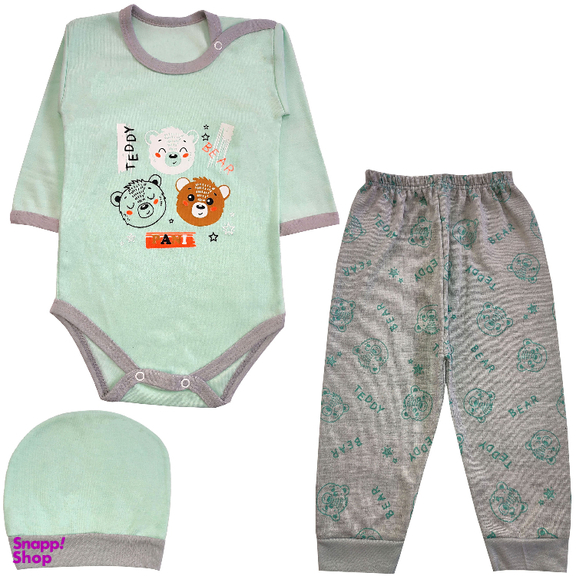 ست 3 تکه لباس نوزادی مدل کله خرس کد 4030