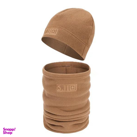 کلاه و اسکارف موتورسواری پلار مدل 5.11 رنگ کرم مجموعه 2 عددی