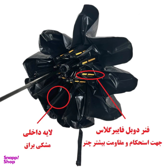 چتر تاشو دو فنره با چراغ قوه قابل چرخش مدل 00279