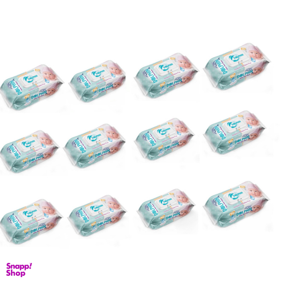 دستمال مرطوب کودک دلفین مدل eco4 بسته 120 عددی مجموعه 12 عددی