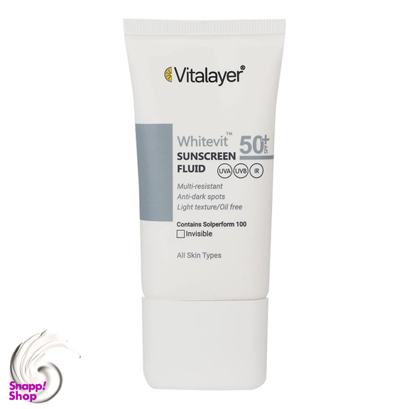 فلوئید ضدآفتاب بدون رنگ ویتالیر SPF50 مدل Whitevit حجم 50 میلی لیتر