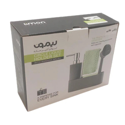 ست مخزن مایع دستشویی و فرچه لیمون کد RM2124 به همراه استند و اسکاج