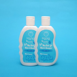 شامپو سر و بدن بچه مانا مدل پروتئین شیر روغن نارگیل حجم 400 میلی لیتر مجموعه 2 عددی