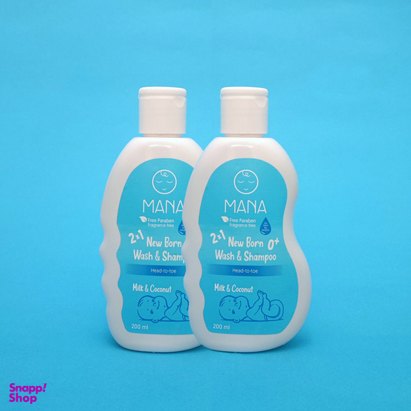 شامپو سر و بدن بچه مانا مدل پروتئین شیر روغن نارگیل حجم 400 میلی لیتر مجموعه 2 عددی
