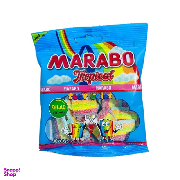 پاستیل رنگین کمانی مارابو وزن 50 گرم بسته 12 عددی