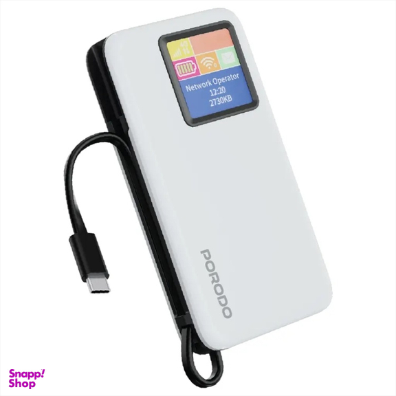 پاوربانک و روتر جیبی 4G LTE WiFi 6 پرودو مدل PDPBFCH087 ظرفیت 10000 میلی‌ آمپر ساعت