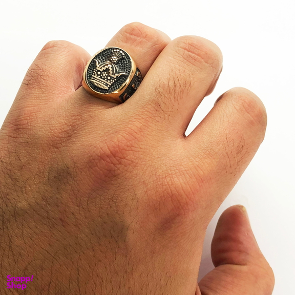 انگشتر مردانه گالری عزیزی مدل تاج بزرگ