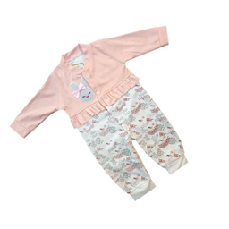 ست سرهمی و کلاه نوزاد مدل artmis رنگ صورتی