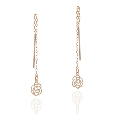 گوشواره طلا ۱۸ عیار زنانه داریم مدل بخیه طرح گل