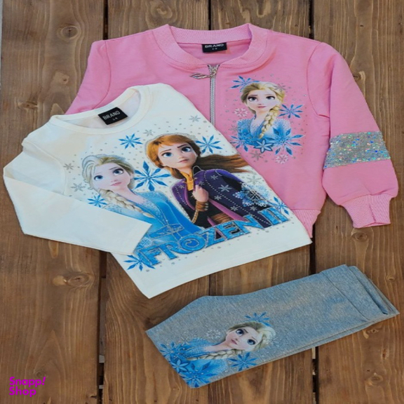 ست لباس دخترانه طرح فروزن مجموعه 3 عددی