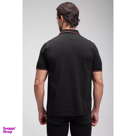 تیشرت مردانه ست من مدل یقه دار نیم زیپ کد TY174 رنگ مشکی