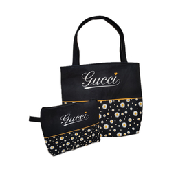 کیف رودوشی زنانه طرح بابونه به همراه کیف آرایشی