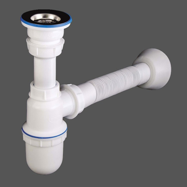 سیفون روشویی تک لگنه دوریکا مدل 3501 کد MT093 به همراه لوله خرطومی و زیرآب