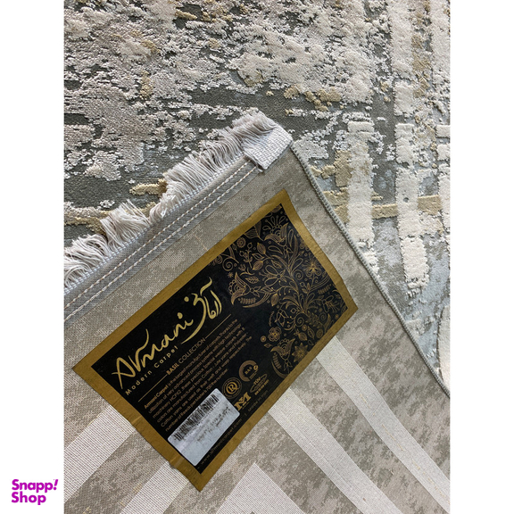 فرش ماشینی آرمانی مدل مدرن طرح پتینه زمینه طوسی