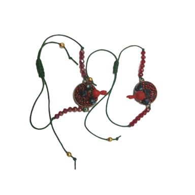 دستبند دخترانه طرح دانه انار یلدایی کد 31302 بسته ۲ عددی