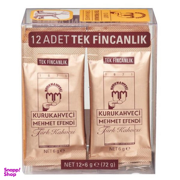 پودر قهوه ترک ساشه ای مهمت افندی وزن 6 گرم بسته 12 عددی