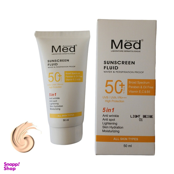 کرم ضد آفتاب رنگی مدانسر spf50 مدل فلویید 01 مناسب انواع پوست حجم 50 میلی لیتر