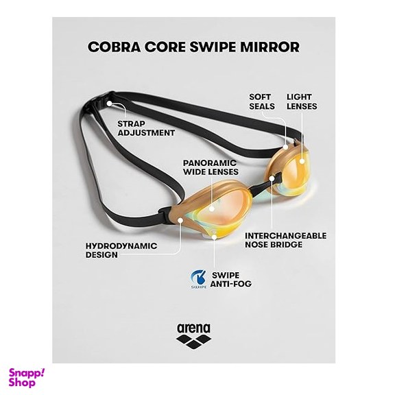 عینک شنا آرنا مدل Cobra Core mirror Swipe