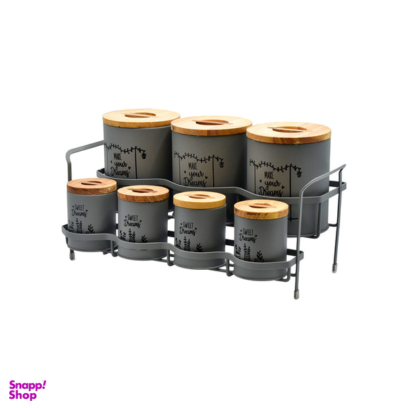 ست جای ادویه 8 پارچه بی.وی.کی مدل درب چوب T_K کد 863415
