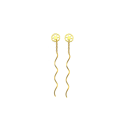 گوشواره بخیه ای طلا 18 عیار زنانه زرلاین مدل گل کد E-500037