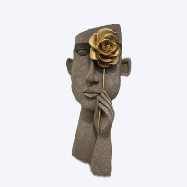 مجسمه مدل گلدان گلرخ کد 4007 رنگ خاکستری