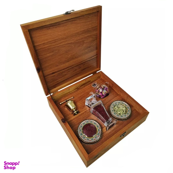 جعبه هدیه زعفران و هل ستاره زعفرانیه مدل قشقایی