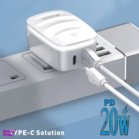 شارژر دیواری 20 وات کینگ استار مدل KW193C PD به همراه کابل USB-C