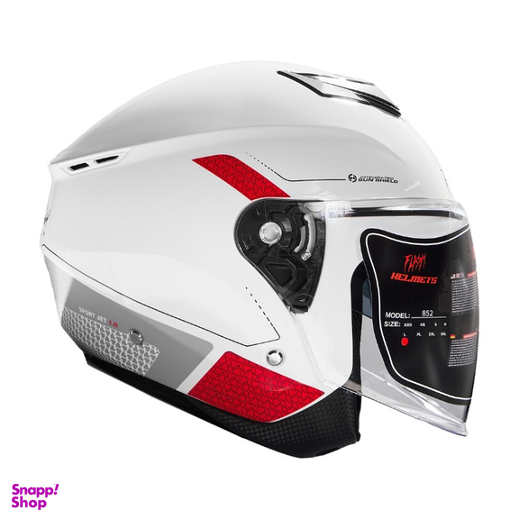 کلاه کاسکت بدون فک فلش مدل 852 glossy red-white