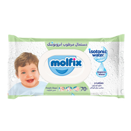 دستمال مرطوب کودک مولفیکس مدل ایزوتونیک بسته 70 عددی