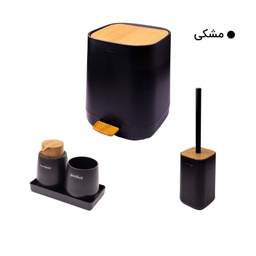 ست سرویس بهداشتی 5 پارچه میامی کنتراست مدل طرح چوب کد RM9910