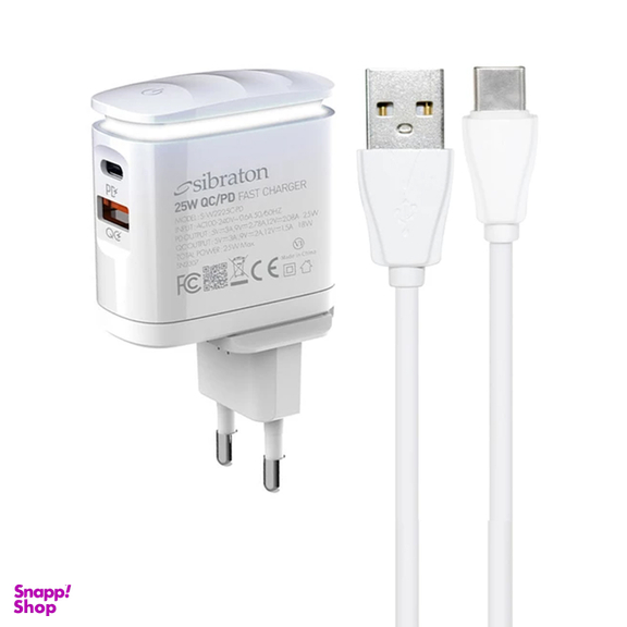 شارژر دیواری 25 وات سیبراتون مدل SW2225C PD به همراه کابل USB-C