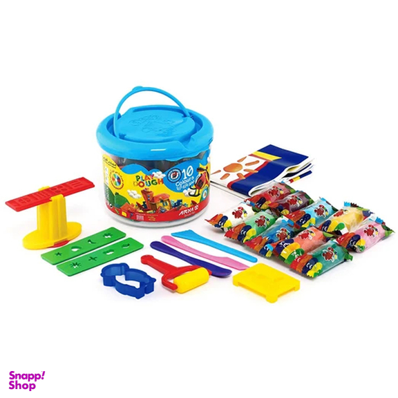 خمیر بازی 10 رنگ آریا مدل سطلی آبی