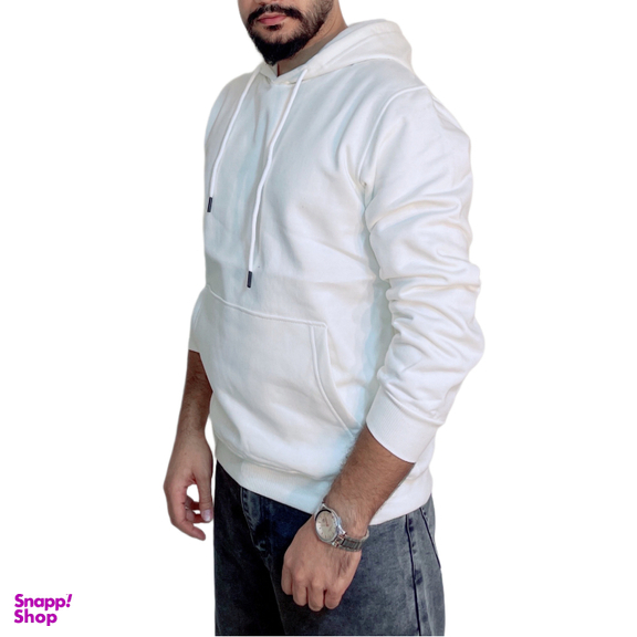 هودی مردانه مدل دوخت برعکس رنگ سفید