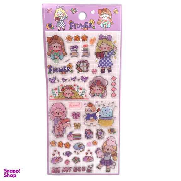 استیکر برجسته شفاف مدل Flower کد YT-EA126