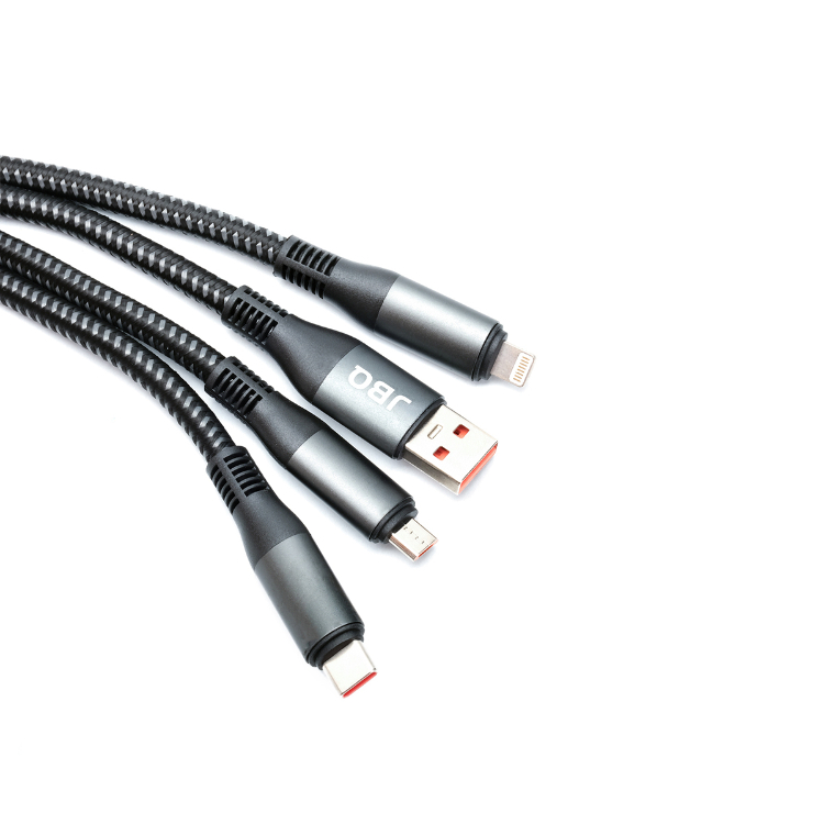 کابل USB به MicroUSB/Lightning/Type-C جی بی کیو مدل CA-633 طول 1 متر