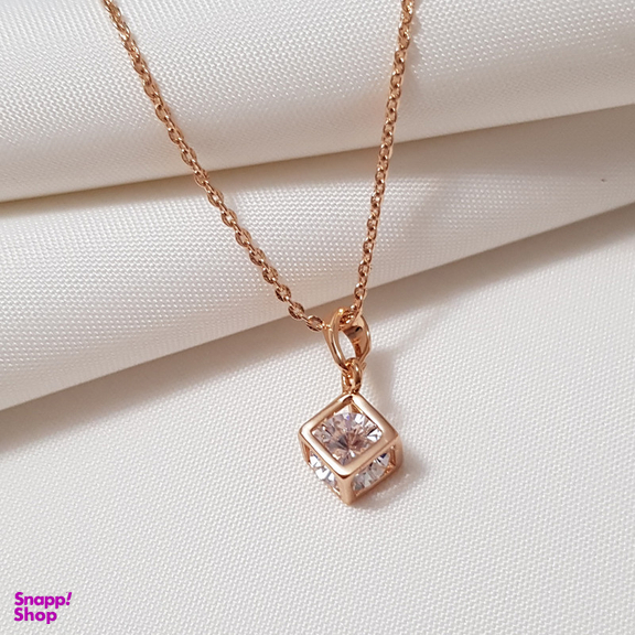 گردنبند زنانه ژوپینگ مدل مکعب تک نگین 333931