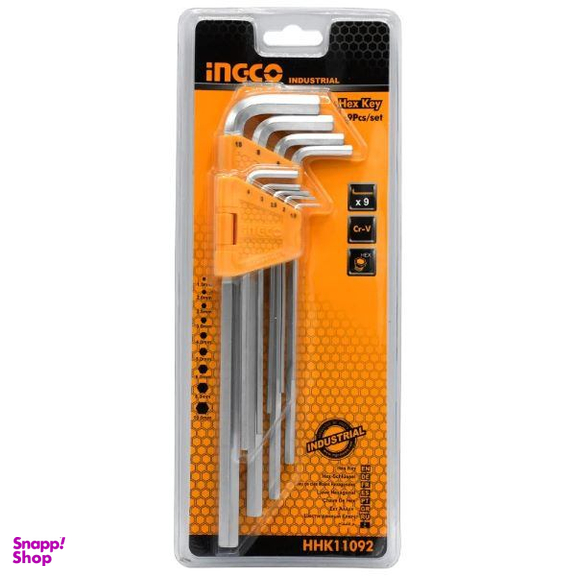 آچار آلن بلند اینکو کد HHK-11092 بسته 9 عددی