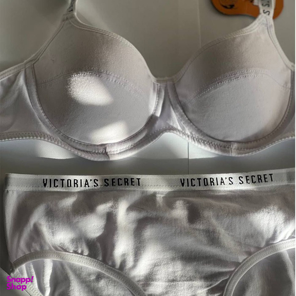 ست شورت و سوتین نخی میسا کد 9025 طرح Victoria’s Secret رنگ سفید