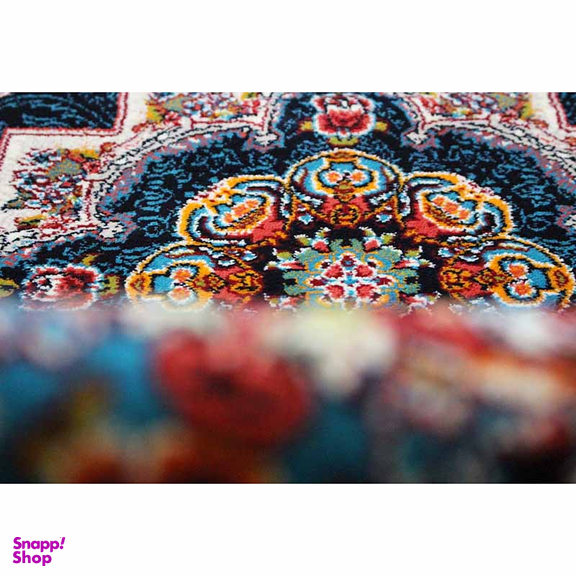 فرش ماشینی مدل گرد طرح ناردون رنگ سرمه ای