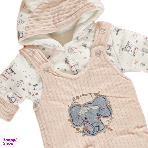 کاپشن نوزاد طرح فیل کد 223 رنگ کرم
