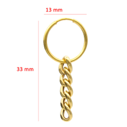 گوشواره طلا 18 عیار زنانه کاپانی مدل حلقه ای با آویز کد KE021
