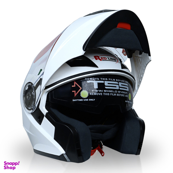 کلاه کاسکت ردلاین مدل 939 رنگ سفید براق به همراه کاور